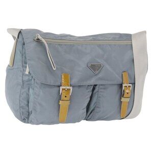 Authentic PRADA Shoulder Bag Nylon Light Blue Silver